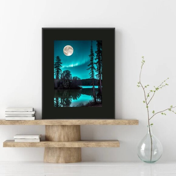 8" X 10" Blue Moon art print with 11" X 14" black mat included - Picture 1 of 4